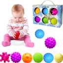 Baby Textured Multi Sensory Toys Massage Ball Gift Set BPA Free for Toddlers 1-3 Soft Balls Montessori Infant Baby Toys 6 to 12 Months 6 Pack