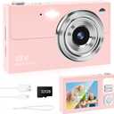 Student Digital Cameras for Children Photo 4k Campus Photography Portable Travel Entry Level Affordable Camera Z19 16X Zoom 68MP, Pink