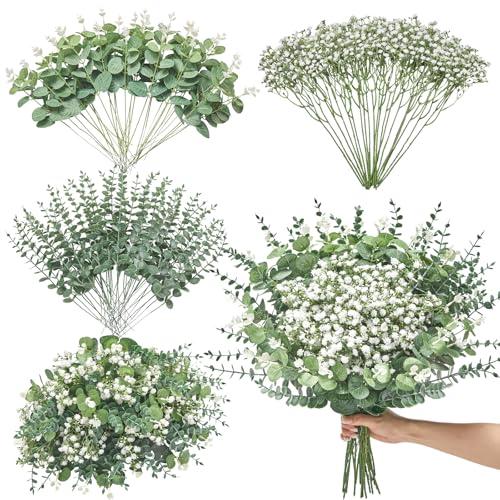 Serwalin 20 Pcs Mixed Artificial Eucalyptus Stems,Babys Breath Artificial Flowers Bulk with Faux Eucalyptus Leaves Greenery Stems for Wedding DIY Bouquets Floral Arrangement Home Decor Serwalin 20 Pcs Mixed Artificial Eucalyptus Stems,Babys Breath Artificial Flowers Bulk with Faux Eucalyptus Leaves Greenery Stems for Wedding DIY Bouquets Floral Arrangement Home Decor