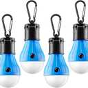 FLY2SKY Tent Lamp Portable LED Tent Lights Blue 4 Packs Hook Hurricane Emergency Lights LED Camping Lights Bulb Camping Tent Lanterns Camping Equipment for Camping Hiking Backpacking Fishing Outage