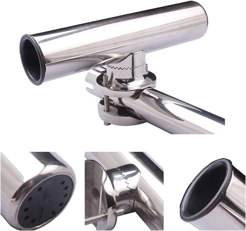 Tournament Style Fishing Rod Holders, Stainless Steel Fishing Rod Holder Clamp-on 1 1/4" to 2" Rails for Boat, Side Mount Rod Holder for Marine Yacht Boat Truck RV