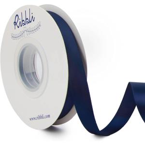 Ribbli Navy Double Faced Satin Ribbon,1/2 Inch x Continuous 25 Yards,Use for Craft Bows Bouquet, Gift Wrapping, Wedding Decoration, Floral Arrangement