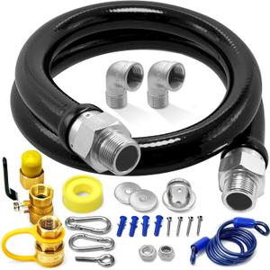 1675KIT48 Safety System Kit, 48" Mobile Gas Hose Connector with 2 Elbows, 3/4" Quick Disconnect, 3/4" Gas Flex Line & Gas Valve, Quick Connect & Disconnect for Commercial Kitchen Equipment.