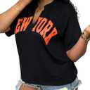 Lovely Wholesale Womens Graphic Tees Oversized Short Sleeve Summer V Neck New York T Shirts (Black, Medium)