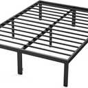 DUMOS Bed Frame - Queen Size Platform Bed Frame Metal Mattress Foundation with Steel Slat Support, No Box Spring Needed, Storage Space Under Frame, Easy Assembly, Black