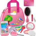 Toddler Play Purse for Kids with Accessories, Purse Toys for Girls with Pretend Makeup, Keys, Smartphone, Dress Up Toy Purse for Toddlers and Kids - Birthday Gift for Little Toddler Girls