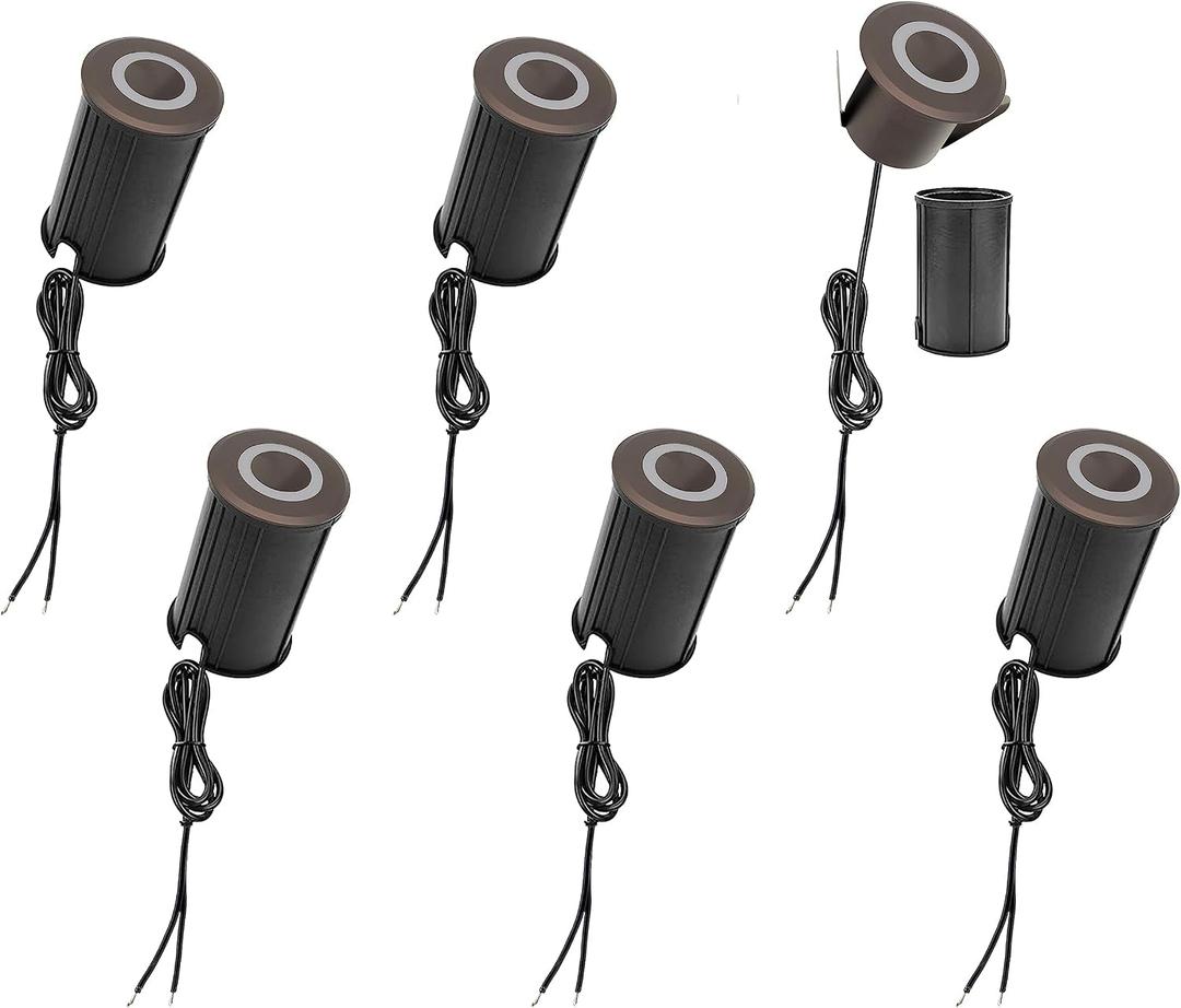 LUMENGY LED In-Ground Paver and Deck Light with Patented Ring Light Effect, 1W, 12V Low Voltage, IP67 Waterproof, for Decks, Driveways, Patios, Steps and Paver Surfaces, Brown Finish, 6 Pack
