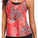 Yonique 3 Piece Womens Tankini Swimsuits with Shorts Athletic Bathing Suits Tank Tops with Bra and Boyshorts (Red, S)