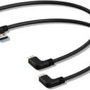 USB C 90 Degree Right Angle Cable Extension USB 3.0 Type c Cable Left Angle Male (20CM,8IN)(2 Pack)
