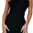 Women's Sexy One Shoulder Ruffle Hem Mini Dress Backless Sleeveless Party Cocktail Bodycon Solid Short Dresses (Black, M)