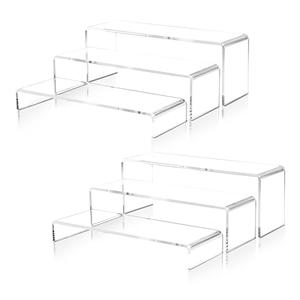 LFTYTUO 2 Set Large Acrylic Clear Display Risers, 3 Sizes 12" Rectangular Showcase Collectibles Display Shelf, 5mm Thick Desktop Display Stand Holder for Figures, Jewelry, Perfume, Toys