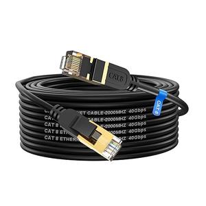 Cat 8 Ethernet Cable, 50FT High Speed Heavy Duty 26AWG Cat8 LAN Network Cable 40Gbps, 2000Mhz with Gold Plated RJ45 Connector, Outdoor&Indoor Internet Cable Compatible for Router Gaming Modem Xbox