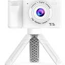 Andoer 1080P Kids Digital Camera with Tripod Mini Video Camera for Kids 12MP 2.4 Inch IPS Screen Built-in Battery with Neck Strap Mini Desktop Tripod Birthday for Boys Girls, White