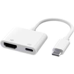 AIRSKY USB C to HDMI Adapter for iPhone 15/16 to TV, Type C to HDMI Adapter, with 100W Fast Charging and 4K@60Hz, Compatible with iPhone 16/15 MacBook Ipad (White)