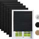 Changshade 6 Pack Temporary Shades, Pleated Paper Blinds for Indoor Windows Cut to Size Adhesive Paper Shades No Tools No Drilling for Office, Bedroom, Living Room, 36" W x 72" H, Black