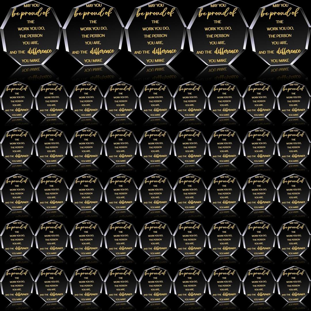 Huquary 50 Pcs Employee Appreciation Awards for Coworker Acrylic Thank You Gifts Trophy Be Proud of The Work You Do Prizes for Colleague Retirement Farewell Motivational Gift (Irregular Style)