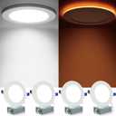 Meconard 4 Pack 6 Inch 5CCT LED Canless Recessed Lighting with Night Light, 2700K/3000K/3500K/4000K/5000K Selectable Ultra-Thin LED Ceiling Lights, 12W=110W, 1050LM, Dimmable Wafer Downlight ETL&FCC