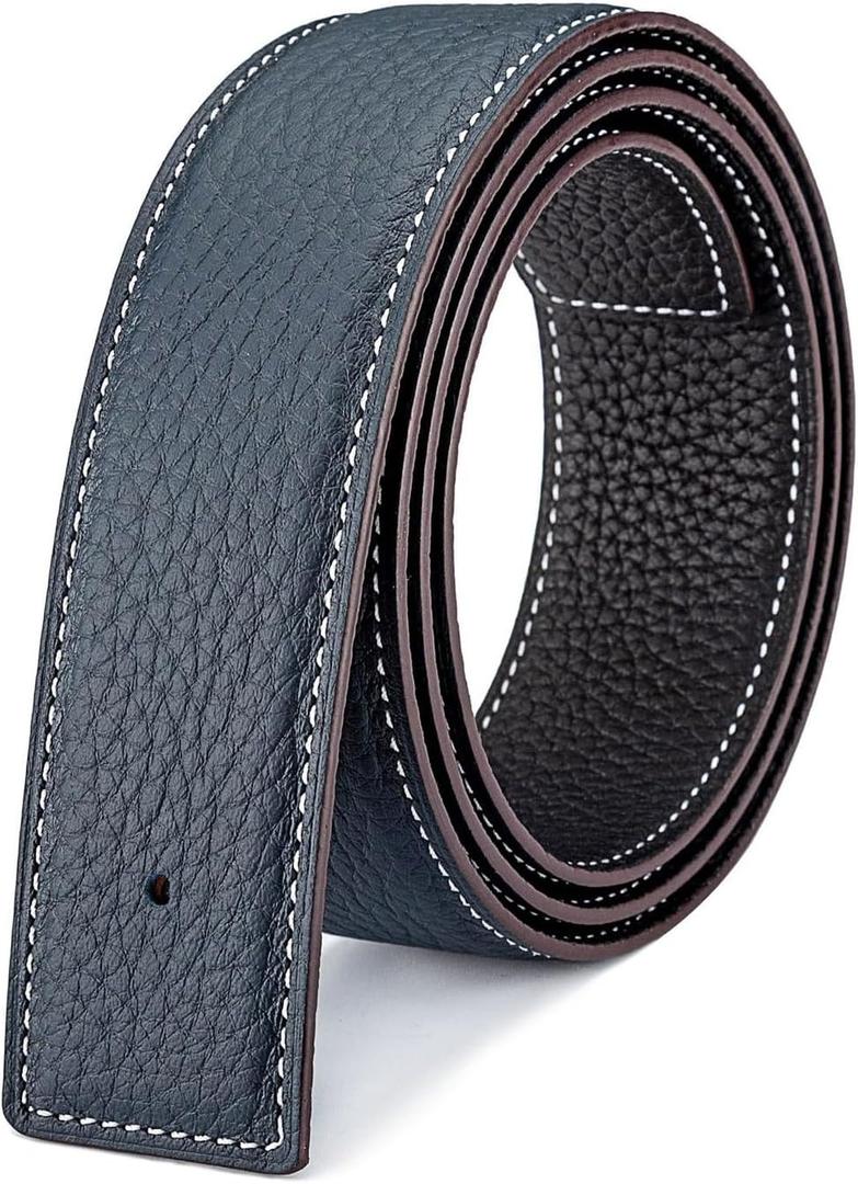 Vatee's Reversible Genuine Leather Belts For Men/Women Replacement Belt Strap Without Buckle 1.25"/1.34"/1.5" Wide (113: Black / Blue)