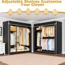 ULIFHOME F7C Clothes Rack with Cover, Covered Clothing Rack Heavy Duty
