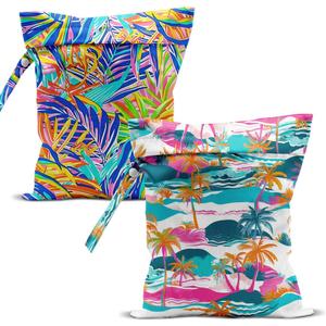 Swimsuit Bag Wet Bags for Travel Reusable Waterproof Dry Bags Diaper Bag Tropical Palm Wet Bag for Swimsuit Towels Beach Gym 10.2×12.6 Inches