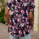 CRAZY GRID Women's Shirts Summer Casual Crewneck Ruffle Short Sleeve Blouses Cute Floral Print Tunic Tops (XXXL)