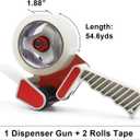 BOMEI PACK Heavy Duty Packaging Tape Dispenser, 2 Inch Tape Gun with Clear Tape, 1 Dispenser + 2 Rolls