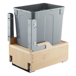 VEVOR Wood Pullout Trash Can for Kitchen Cabinets, 35 QT Garbage Waste Recycling Bin, Under Mount Waste Container, with Heavy Duty Metal Soft Close Sliding System, Door Kit, for Sink, Under Counter