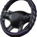 Flying Banner car Steering Wheel Cover Faux Leather Massage Universal fit 3D Honeycomb Hole Anti-Slip Sporty 15 Inches (Purple Black)