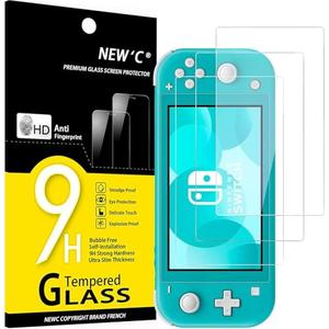 NEW'C 3 Pack Designed for Nintendo Switch lite Screen Protector Tempered Glass, Case Friendly Scratch Resistant,Bubble-Free, Ultra Resistant