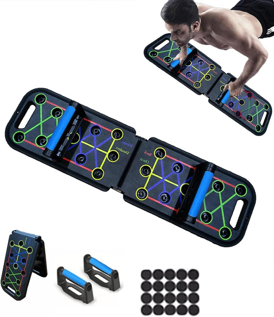 12-In-1 Push Up Board,Portable Pushup Bars for Men, Muscle Max Press Up Boards,Foldable Gym Home Exercise Board,Multi-function Push-Up Stand,Home Workout Equipment with Resistance Bands