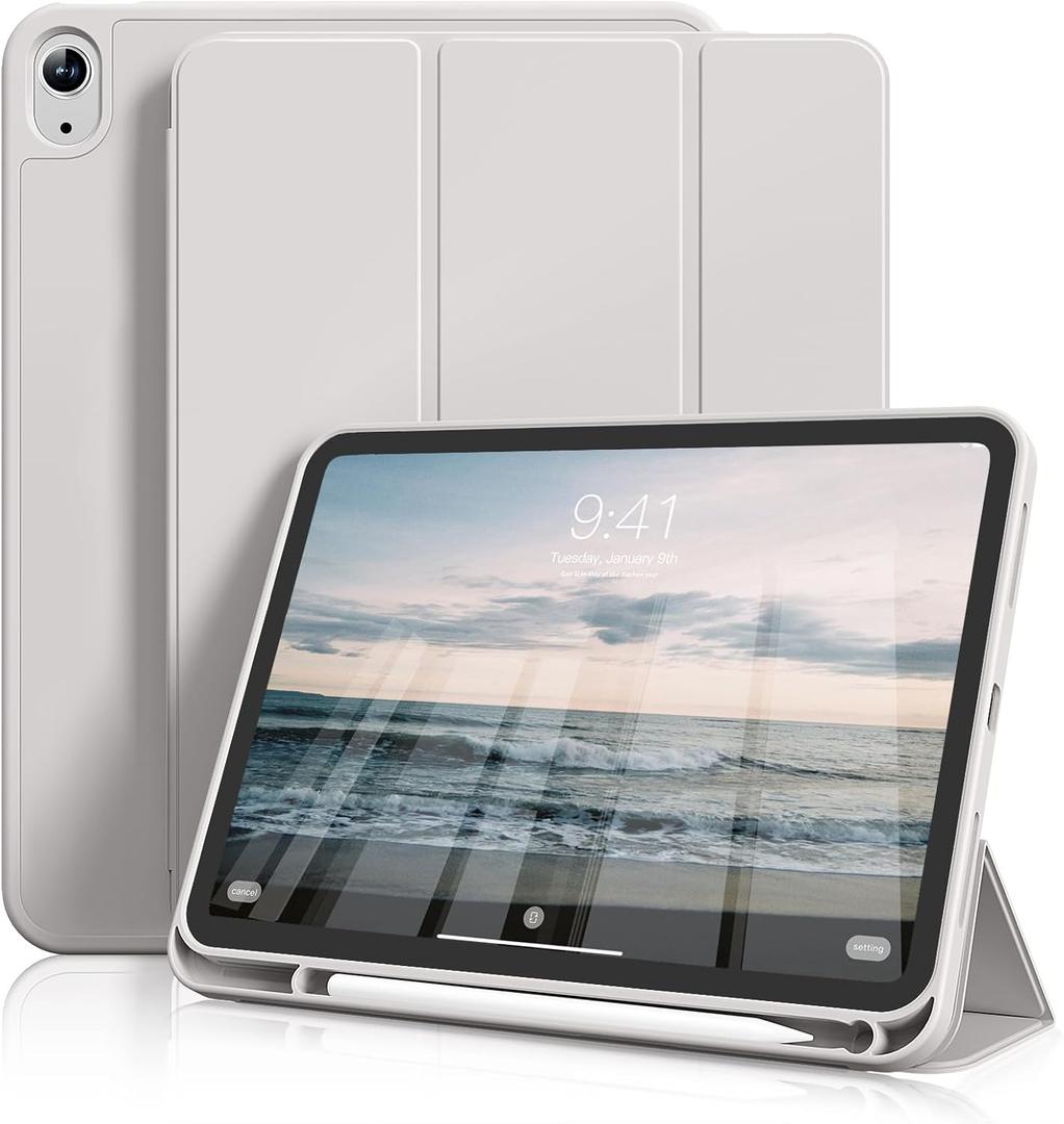 Case for iPad (A16) 11th Generation 11 Inch 2025 & iPad 10th Generation 10.9 Inch 2022 with Pencil Holder,Smart Slim Tri-fold Stand Cover Soft TPU Back,Support Touch ID & Auto Wake/Sleep (Gray)