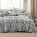 Bedsure Boho Duvet Cover Queen Size - Cationic Dyed Tufted Duvet Cover Set, 3-Piece Shabby Chic Boho Bedding for All Seasons (Dark Grey, 90" x 90") (Queen (90" x 90"), 18 - Dark Grey - Tufted)