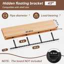 2pcs Heavy Duty Floating Shelf Brackets(Long Hole),43"x8"x1.0" Hidden Black Metal Fireplace Mantel Brackets，Invisible Floating Shelf Hardware for Heavy Duty Books and Wooden Shelves