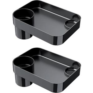 2PCS BBSDA Car Seat Cup Holder Snack Tray for Kids, Reduces Mess, Detachable Large Base & Adjustable Ring, Carseat Tray for Toddler, Car Seat Food Tray Table for Kid Travel Road Trip Essentials