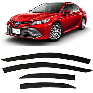 2018-2024 Tape-On Side Window Visor Deflectors for Toyota Camry XV70 L LE SE XLE XSE Hybrid Dark Tinted Rain Guards 2019 2020 2021 2022 2023