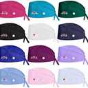 EupHHonycs 12 Pcs Bouffant Cap with Buttons Adjustable Bouffant Nurse Hats Unisex Sweatband Adjustable Gourd-Shaped Tie Back Hats