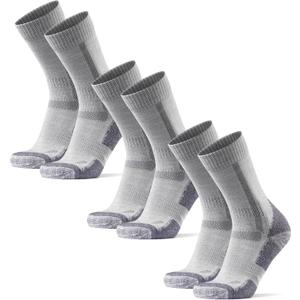 DANISH ENDURANCE Merino Wool Hiking Crew Socks for Men & Women, Cushioned Anti-Blister, Breathable - 3 Pairs (Medium, Grey)