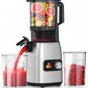 Cold Press Juicer Machines Slow Masticating, Single Auger Juicer for Vegetables & Fruits, Rotary Knob Control, Anti-Clog Reverse Function, Easy Clean Home Juicer