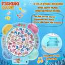 Pakoo Magnetic Fishing Game Toys, Rotating Board Game with Music Including 45 Fishes and 8 Fishing Poles, Christmas Party Game Toys for Kids Age 3 4 5 6 7 and Up