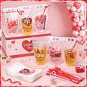 60 Set Valentines Drink Pouches with Straw 17 oz Hearts Plastic Drink Pouches for Adults Alcohol Clear Reclosable Juice Beverage Bag for Valentine's Day Wedding Birthday Party Supplies(Heart)