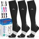 NEWZILL Medical Compression Socks for Women & Men, 20-30 mmHg Knee-High Support for Circulation, All-Day Comfort for Work Travel Running Cycling And Fitness 3 Pairs Black, XS