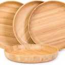 Bamboo Plates 7.5Inch Round Bamboo Plate Reusable Dinner Plate Tableware 4PCS Wooden Plates Lightweight Dishes Snack, Dessert, Unbreakable Classic Plate