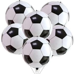 22 Inch 4D Soccer Foil Balloons, 6Pcs Soccer Party Decorations Football Shape Mylar Foil Balloons Sport Decor for Boys Kids Soccer Ball Fans Theme Birthday Party Decorations Supplies
