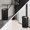 EKO Urban 16 Gallon Semi-Round Open Top Waste Bin, Stainless Steel Half Round Commercial Trash Can for Indoor and Outdoor, Extra Large Garbage Bin for Home, Office, Restaurant, 60L, Matte Black