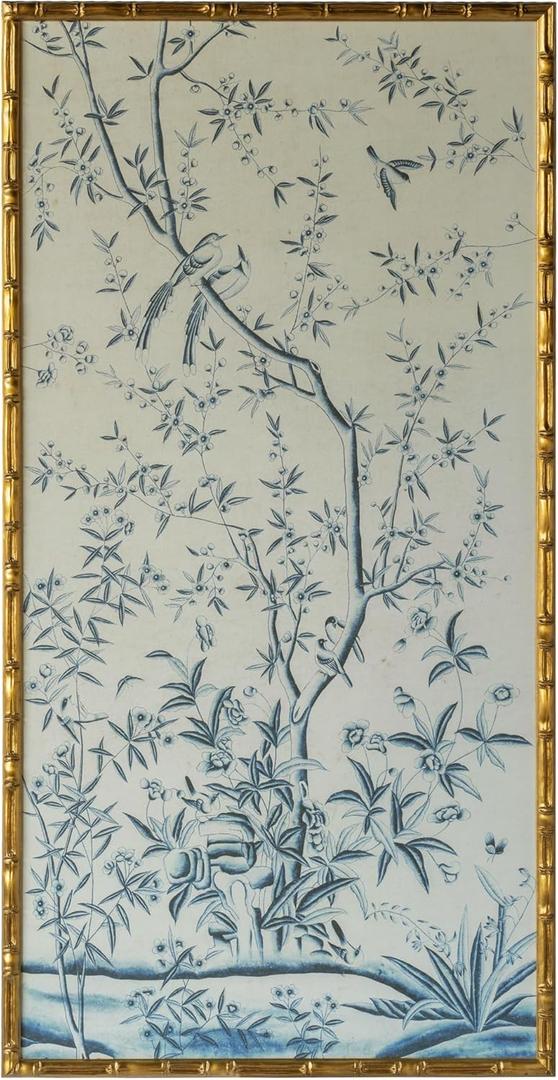 HongFengtang Chinese Rice Paper Print China Flower And Bird Bamboo Frame 54.3 X 28 Inches (Large A)