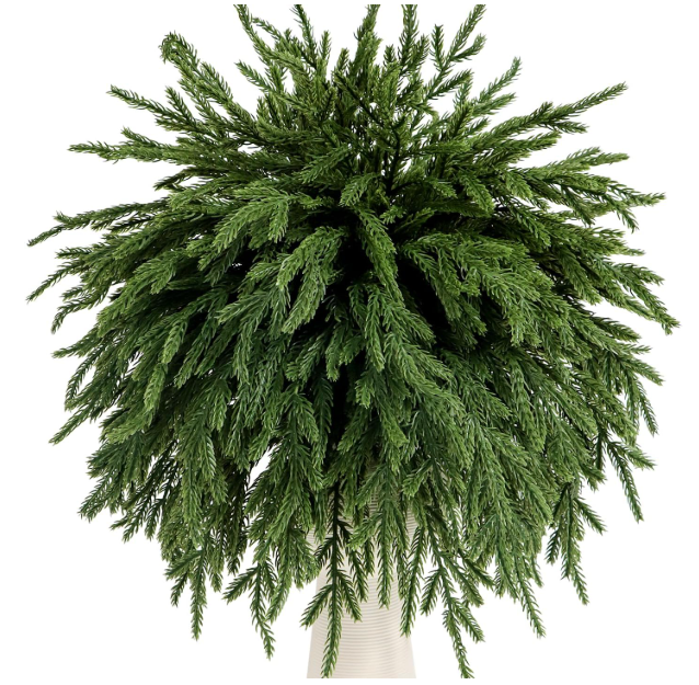 12 Pcs Norfolk Pine Branches 17" Artificial Pine Needles Branches Fake Greenery Picks Norfolk Pine Stems for Christmas Tree Vase Fillers DIY Crafts Garland Wreath Home Winter Decorations (12, Green)