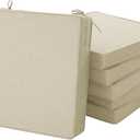 Outdoor Chair Cushions, Water-Resistant & Fade-Resistant, Patio Furniture Square Seat Replacement Chair Pads with Ties Zipper, Removable Cover, Non-Slip Bottom, Set of 6, 19 x 19 Inch, Beige