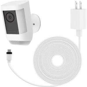 ALERTCAM Power Adapter for Spotlight Cam Plus/Pro (Battery), with 25Ft/7.5m Flat Weatherproof Outdoor Cable Continuously Power Your Camera - White