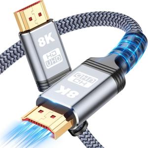 2 x 8K 10K 4K HDMI Cable 48Gbps 6.6FT/2M, Certified Ultra High Speed HDMI Cable Braided Cord-4K@120Hz 8K@60Hz, DTS:X, HDCP 2.2 & 2.3, HDR 10 Compatible with Roku TV/PS5/HDTV/Blu-ray