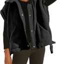 Gozoloma Women's Oversized Fleece Vest Sleeveless Casual Button Down Piecing Fuzzy Sherpa Gilet Jacket with Pockets (Medium, Black)